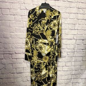 Black And gold Chain Maxi Wrap Dress